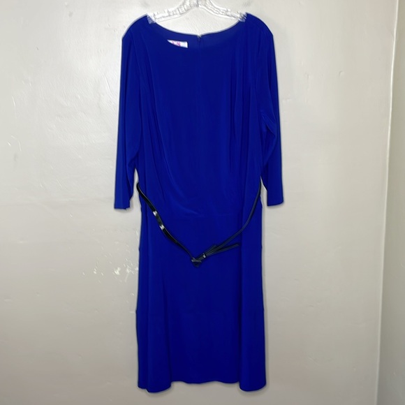 9 & Co DAY to DINNER Dress Royal Blue Belted Long Sleeve Modest NWT 20W - Picture 1 of 11